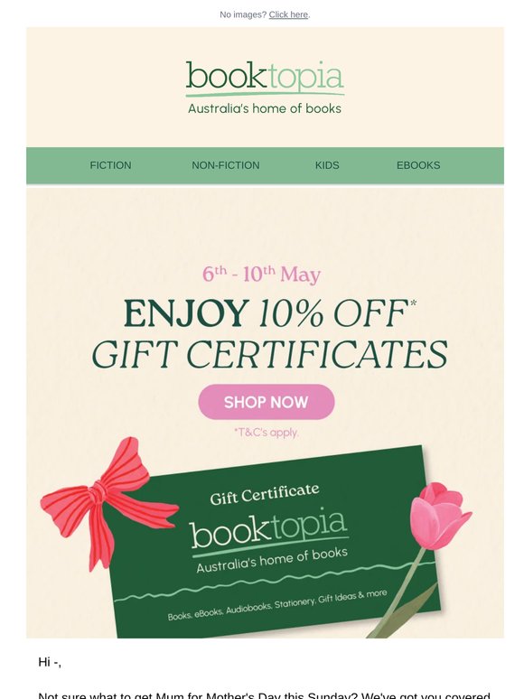 Enjoy 10% off gift certificates for Mother's Day 🎀
