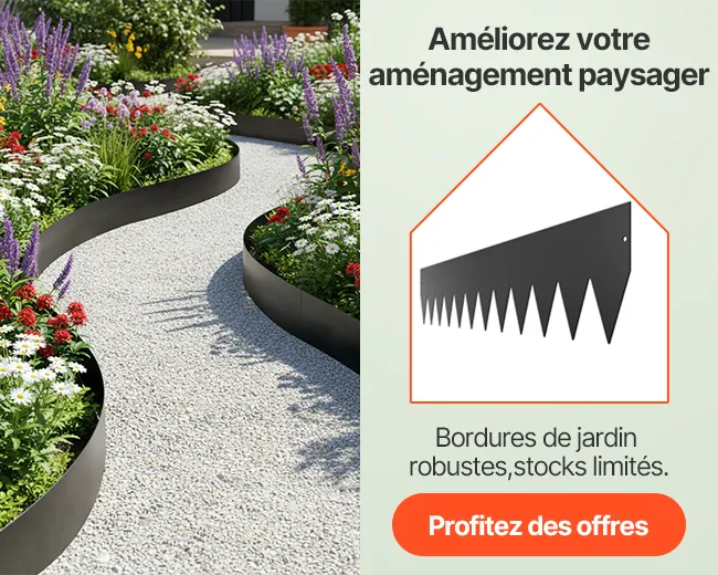 Bordures de jardin robustes, stocks limités.