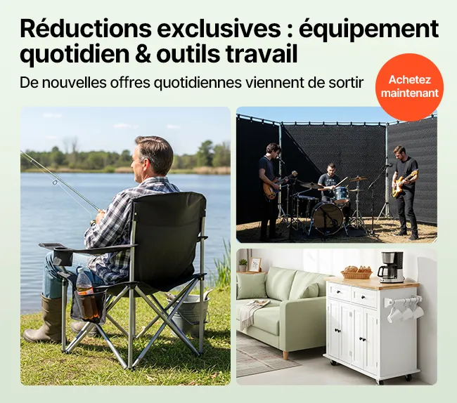 Réductions exclusives : équipement quotidien & outils travail