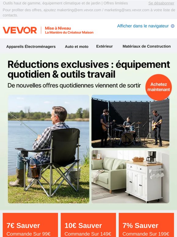 Offres quotidiennes sur les outils pour la maison, le travail et le jardin