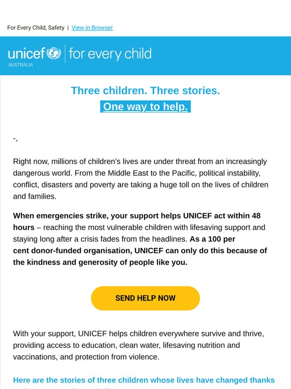 Three children. Three stories. One way to help.