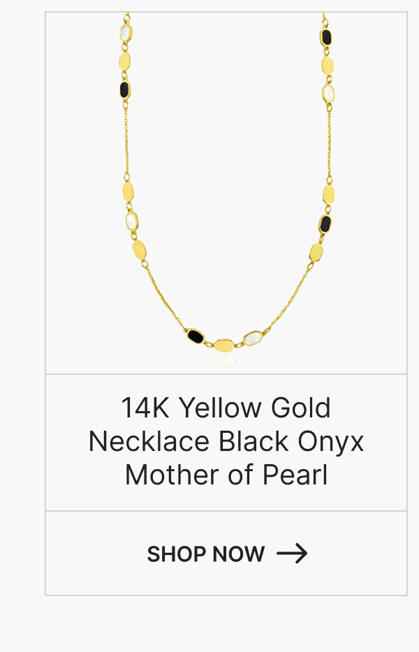 14K Yellow Gold Necklace Black Onyx Mother of Pearl