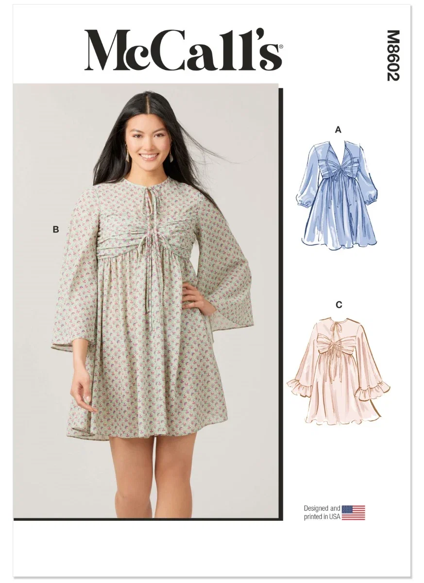 Image of McCalls Sewing Pattern M8602 (K5) Misses Babydoll Dresses  8-10-12-14-16