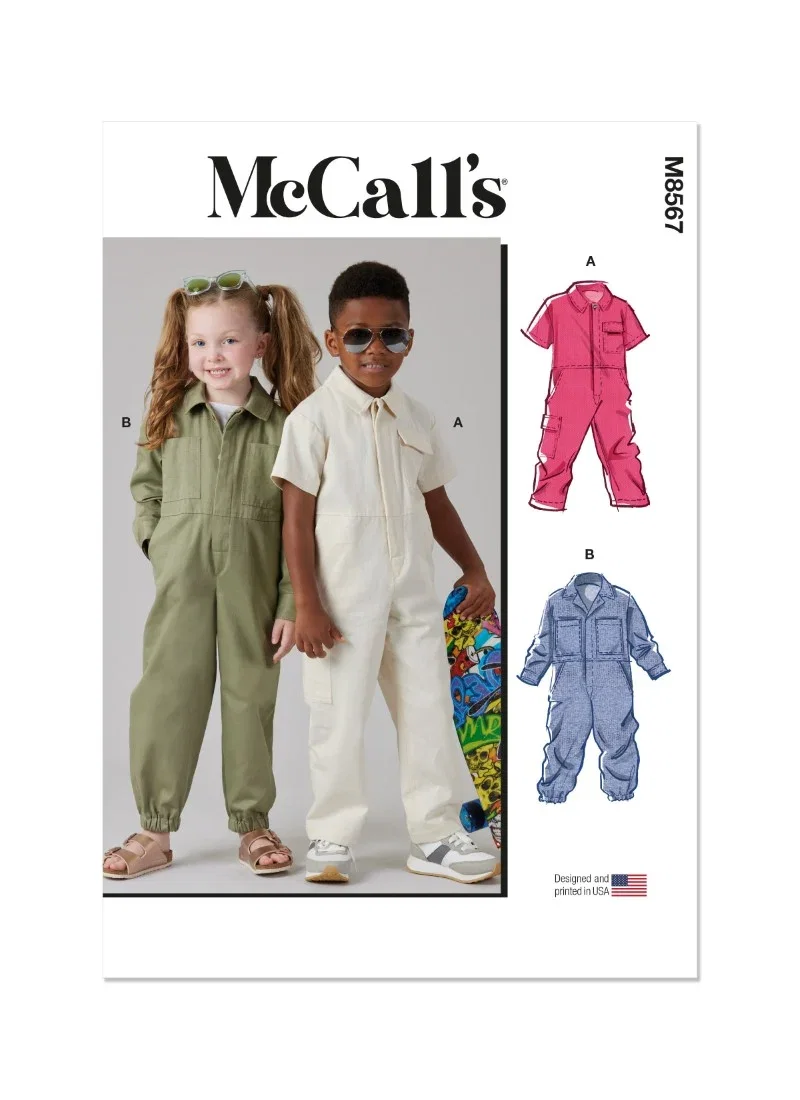 Image of McCalls Sewing Pattern 8567 (A) Childrens Jumpsuits  3-8