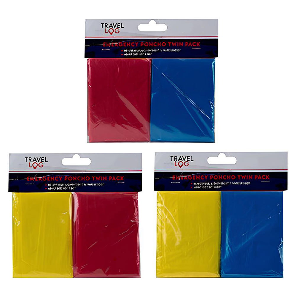 Travel Log Emergency Hooded Rain Poncho Raincoat - Twin Pack - £3.49 delivered