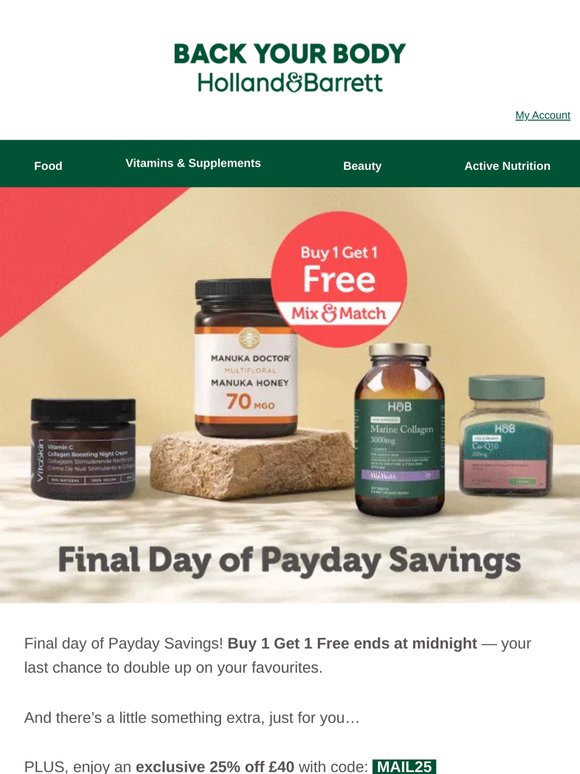 Buy 1 Get 1 FREE + extra 25% off | Ends today 🚨