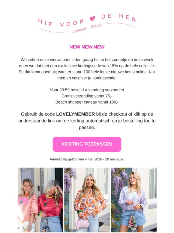 Lucky Member! 15% kortingscode voor jou & new arrivals