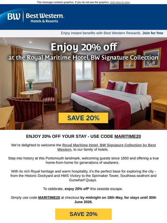20% off our NEW hotel in Portsmouth! 🏩🌊🌞