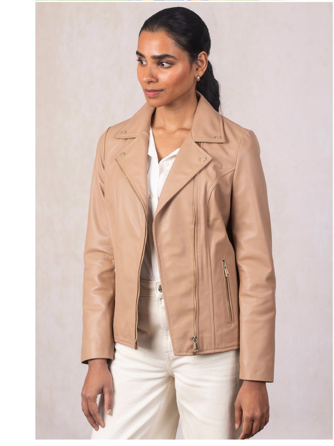 Knotts Leather Biker Jacket Camel