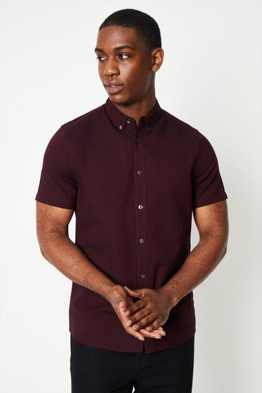 Burgundy Short Sleeve Oxford Shirt