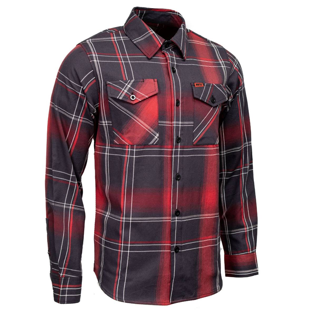 Image of MMCC Scorpion Men's Red Black White Plaid Flannel Shirt - 100% Cotton Long Sleeve Button-Up - MMC11601