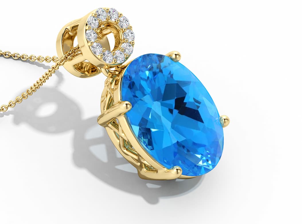 GIA Certified Sky Blue Topaz Pendant