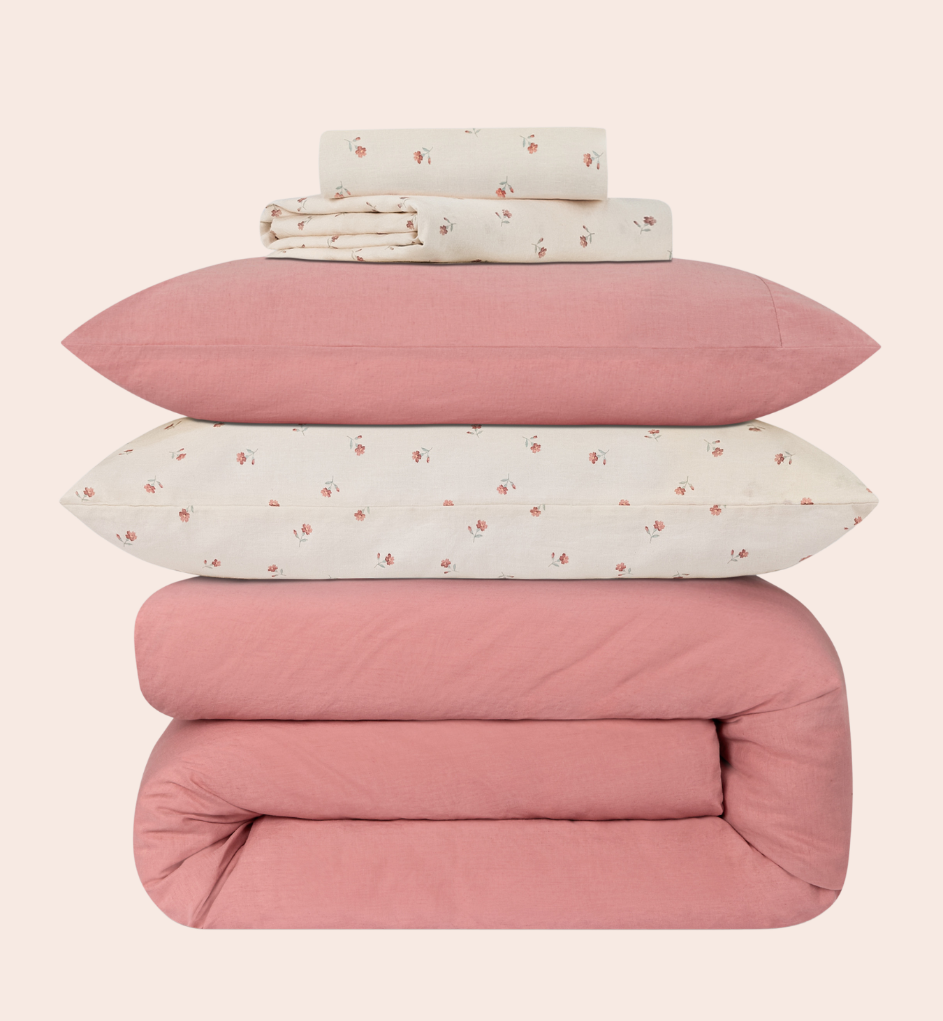 Dusty Pink Linen Blend Duvet Cover 