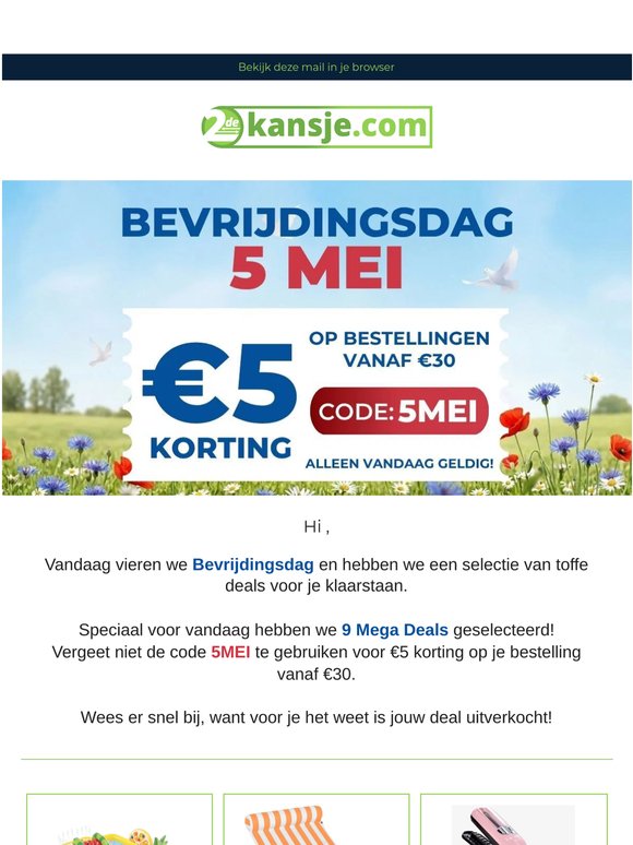 Vandaag scoor je €5 korting