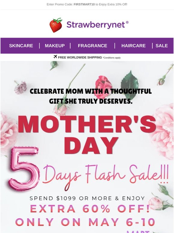 ⏳5 Days Only - Extra 15% OFF + Up to 60% OFF!🎁Choose your Mom's gift NOW!