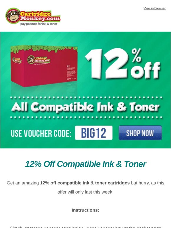 🧡 Get 12% off compatible cartridges this week 🧡