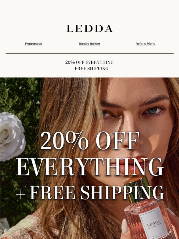 Last chance to get 20% off everything + free shipping 🌸