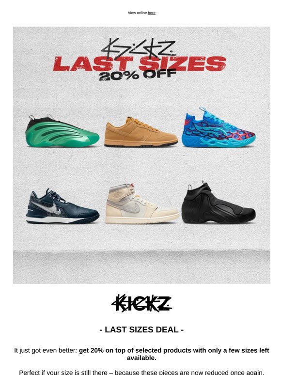 20% on top of Last Sizes