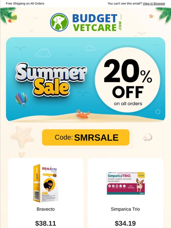 ⚡ Summer Itch Alert! 22% Flea & Tick Treatments + Free Shipping*