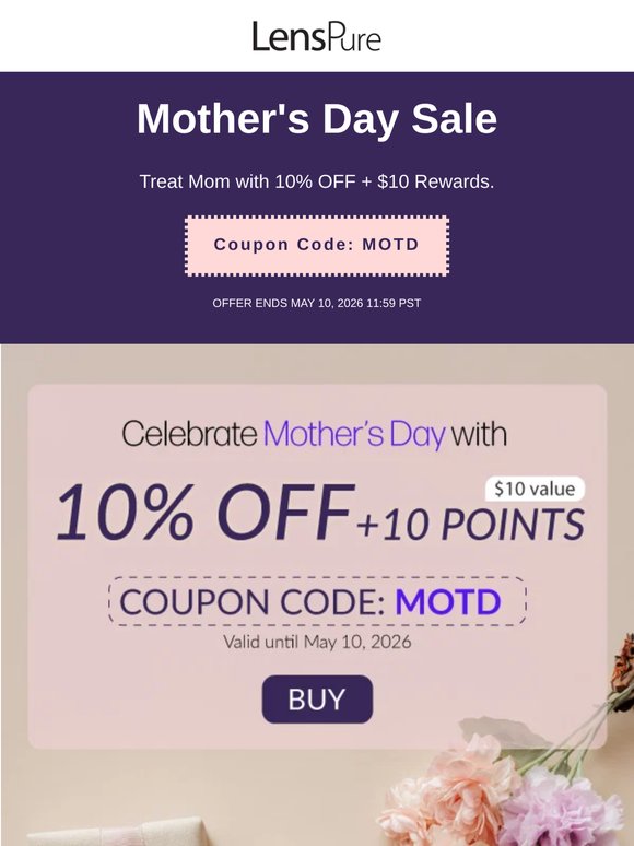 A Little Something for Mom 💕 (10% OFF + $10 Points)
