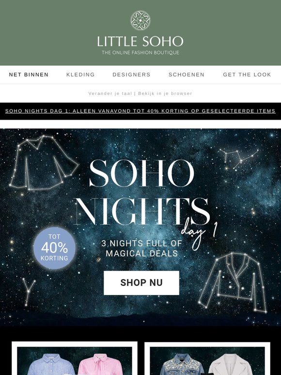 Soho nights: tot 40% korting 🤩