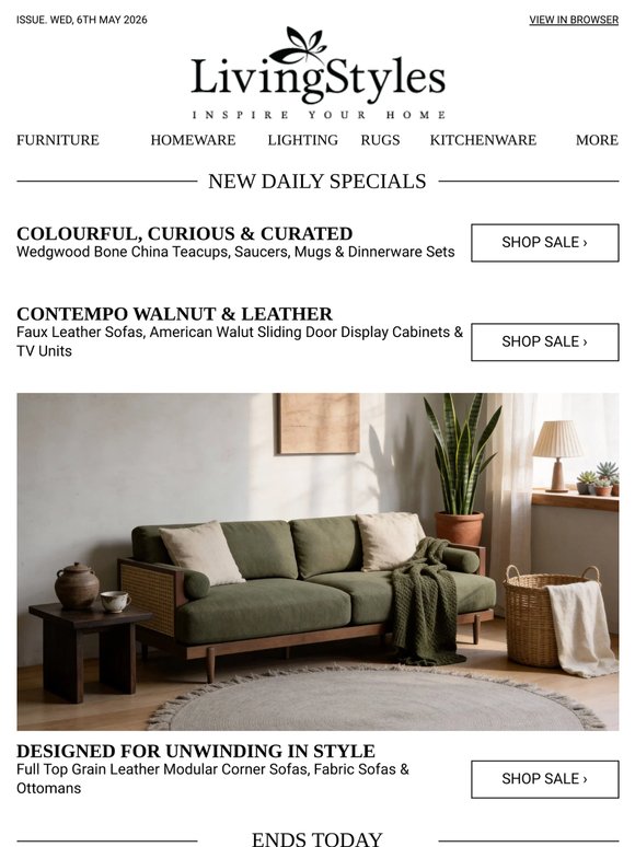 Wedgwood Bone China Teacups, Saucers, Mugs & Dinnerware Sets, Faux Leather Sofas, American Walut Sliding Door Display Cabinets & TV Units, Full Top...