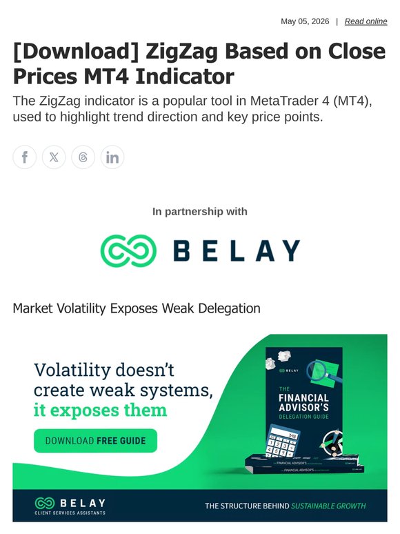 [Download] ZigZag Based on Close Prices MT4 Indicator