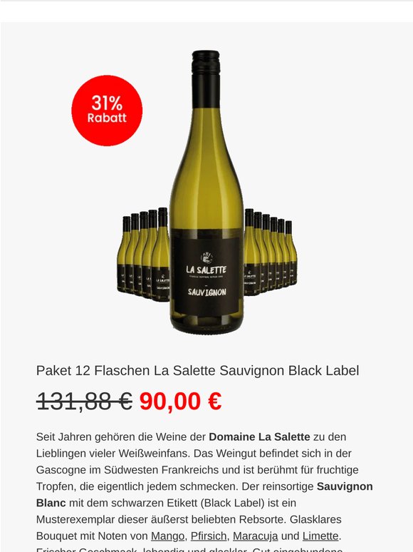 🔥 Für echte Weißweinfans - Salette Sauvignon mit 31 % Rabatt 🍷 !