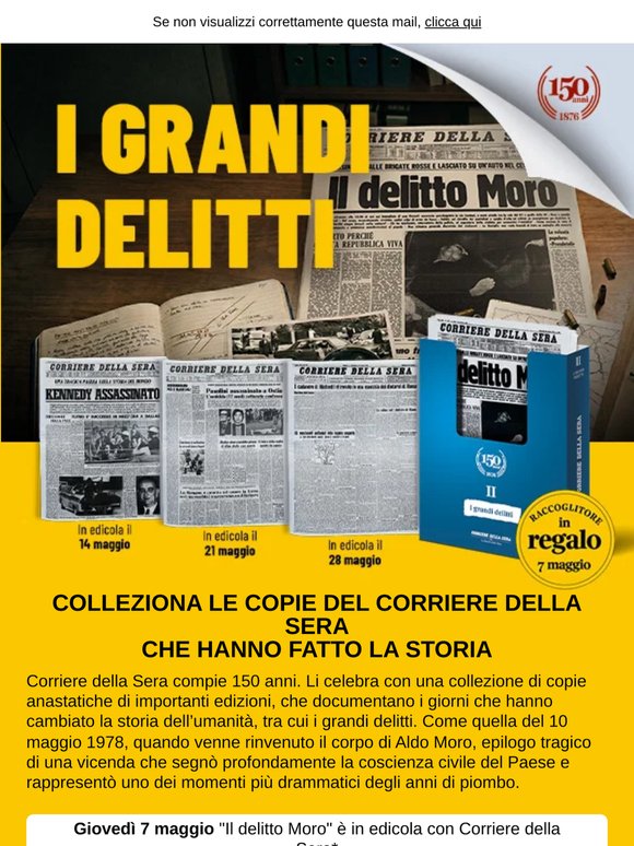 “I Grandi Delitti” dal 7 maggio in edicola la collezione di copie storiche del Corriere