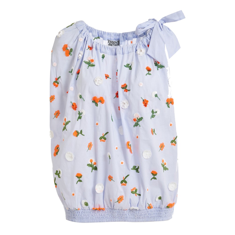 Image of Jomme Embellished Asymmetric Cotton Top  - Nile Blue