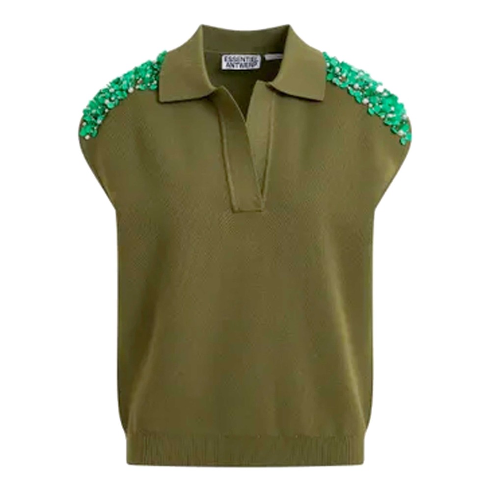 Image of Joline Polo Top - Olive Martini