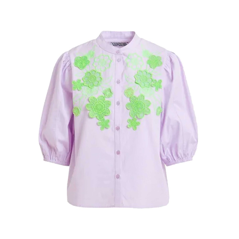 Image of Jorja Embroidered Cotton Shirt - Baby Grape