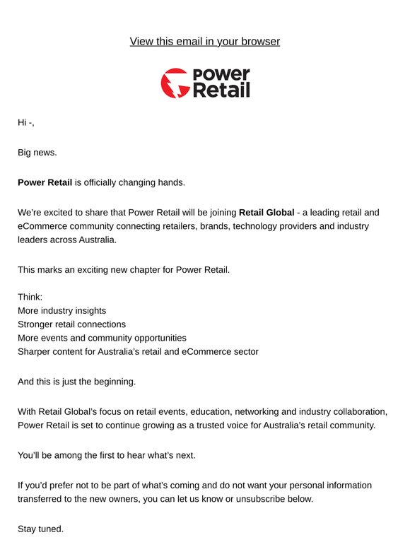 Exciting Update on Power Retail