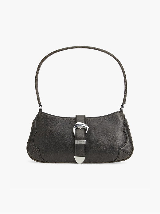 Leder-Schultertasche mit abstrakter Schnalle