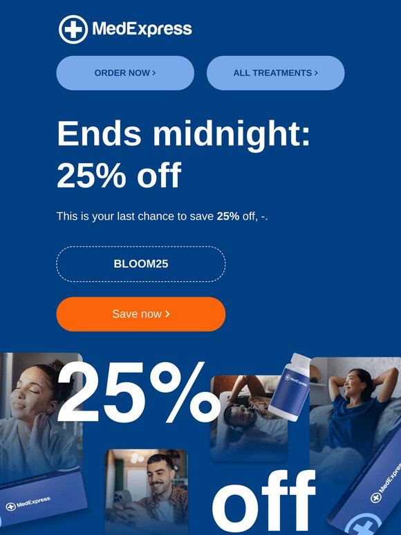 25% off ends midnight