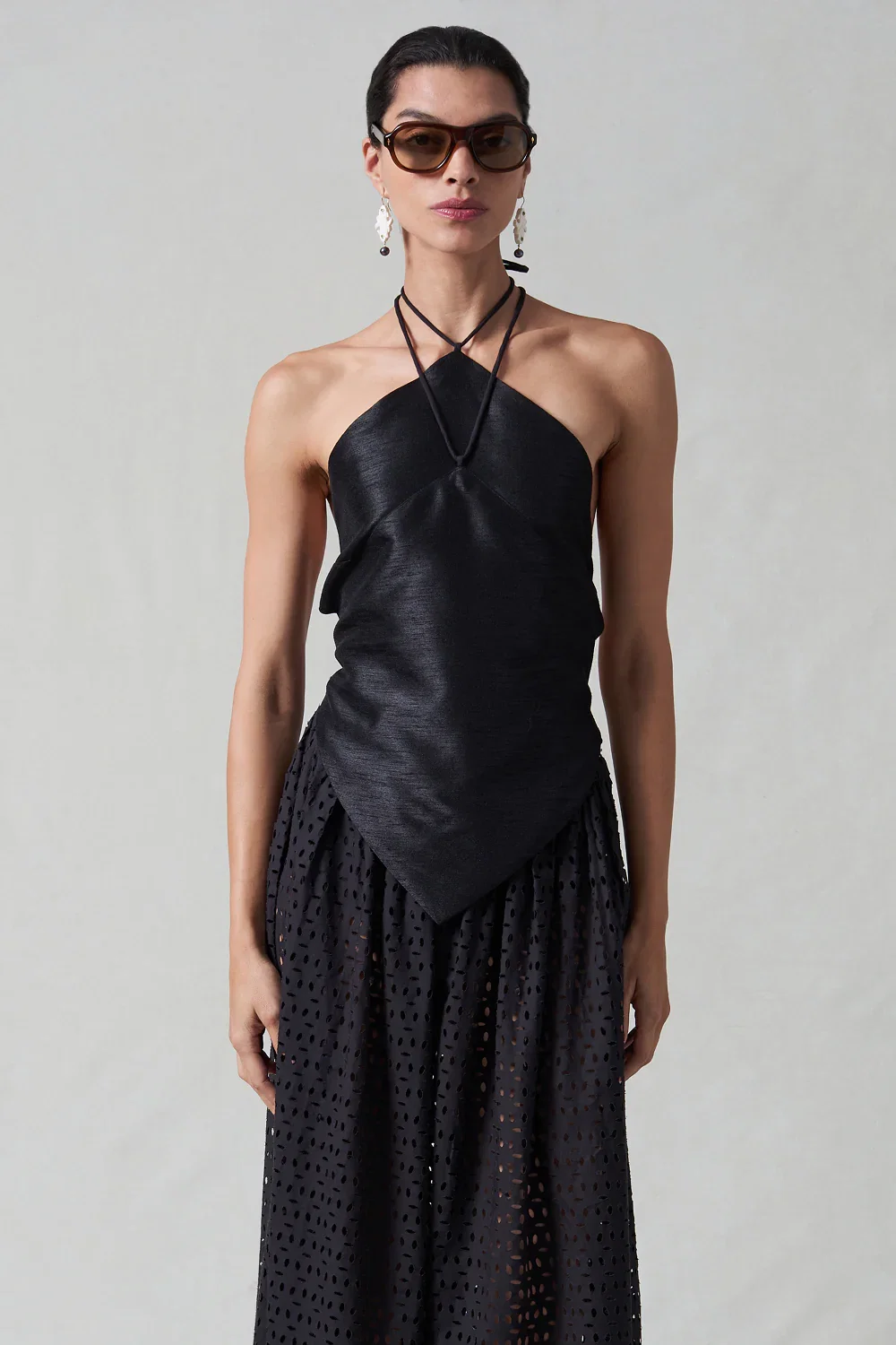 Image of Napkin Dupioni Halter Top Black