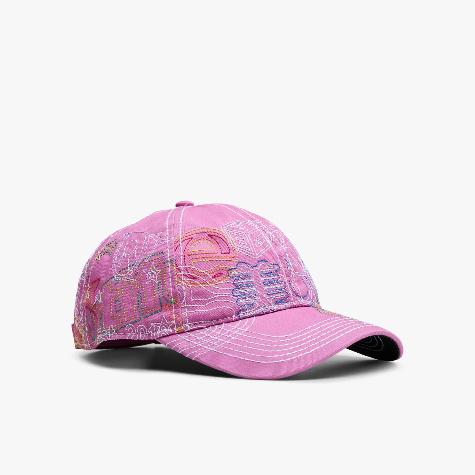 Image of b.Eautiful Stitch Mania 6 Panel Hat Off-Pink / Multi