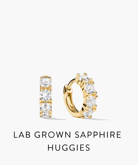 Lab Grown Sapphire Huggie Hoops.