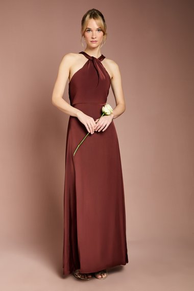 Coast Honoured Twist Halterneck Satin Maxi Bridesmaid Dress
