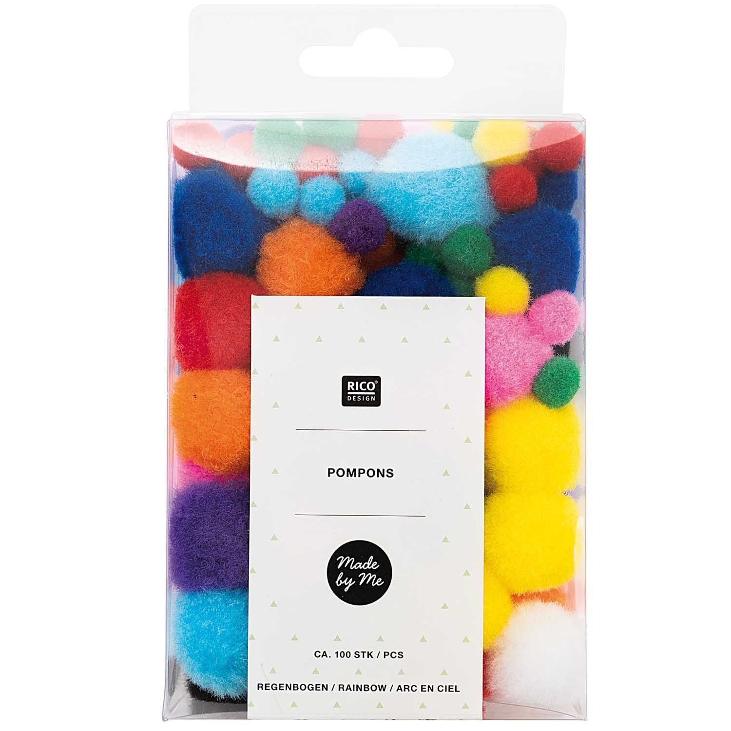 Regenbogen Pompons