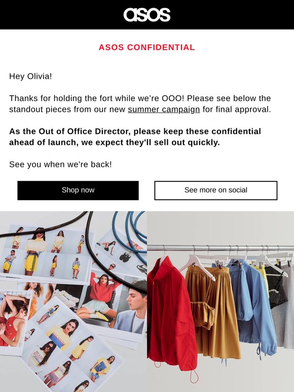 // ASOS External // FAO: Out Of Office Director