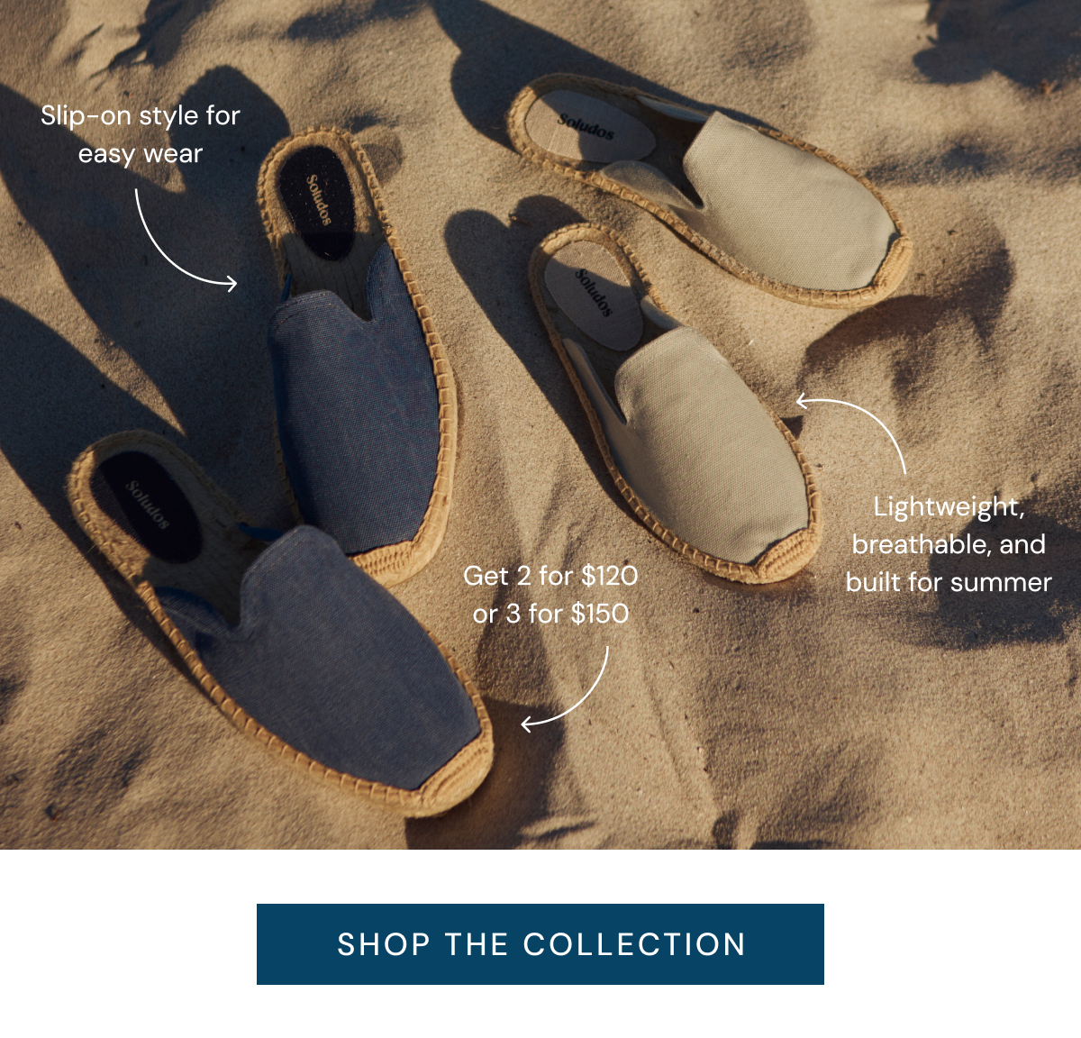 Slip-on style for easy wear; Get 2 for $120 or 3 for $150; Lightweight, breathable, and built for summer