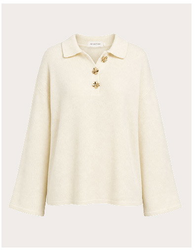 Gold Detail Relaxed Polo Knit
