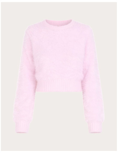 Cropped Baby Pink Fluffy Jumper
