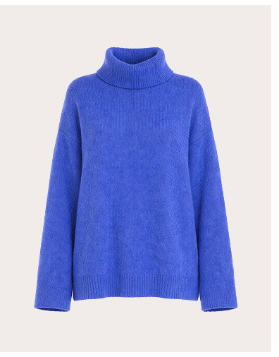 Blue Oversized Roll Neck Jumper