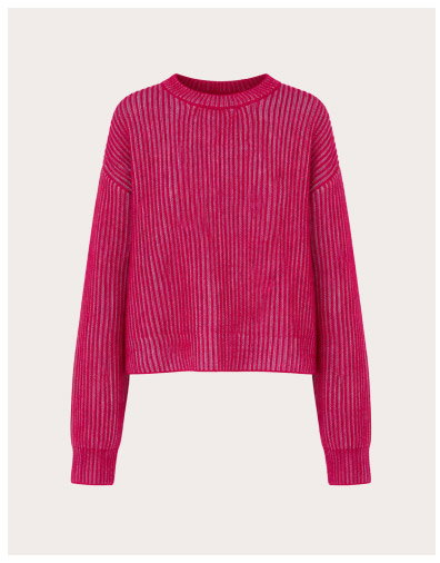 Blue and Berry Contrast Rib Knit Jumper