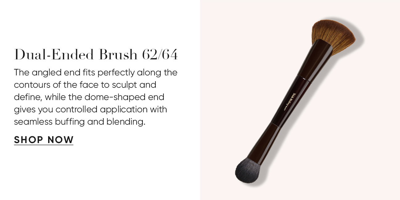 Dual-Ended Brush 62/64 The angled end fits perfectly along the contours of the face to sculpt and define, while the dome-shaped end gives you controlled application with seamless buffing and blending. | SHOP NOW