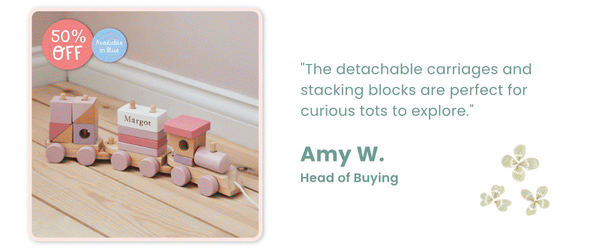 Personalised Wooden Pink Pull Along Train FSC®