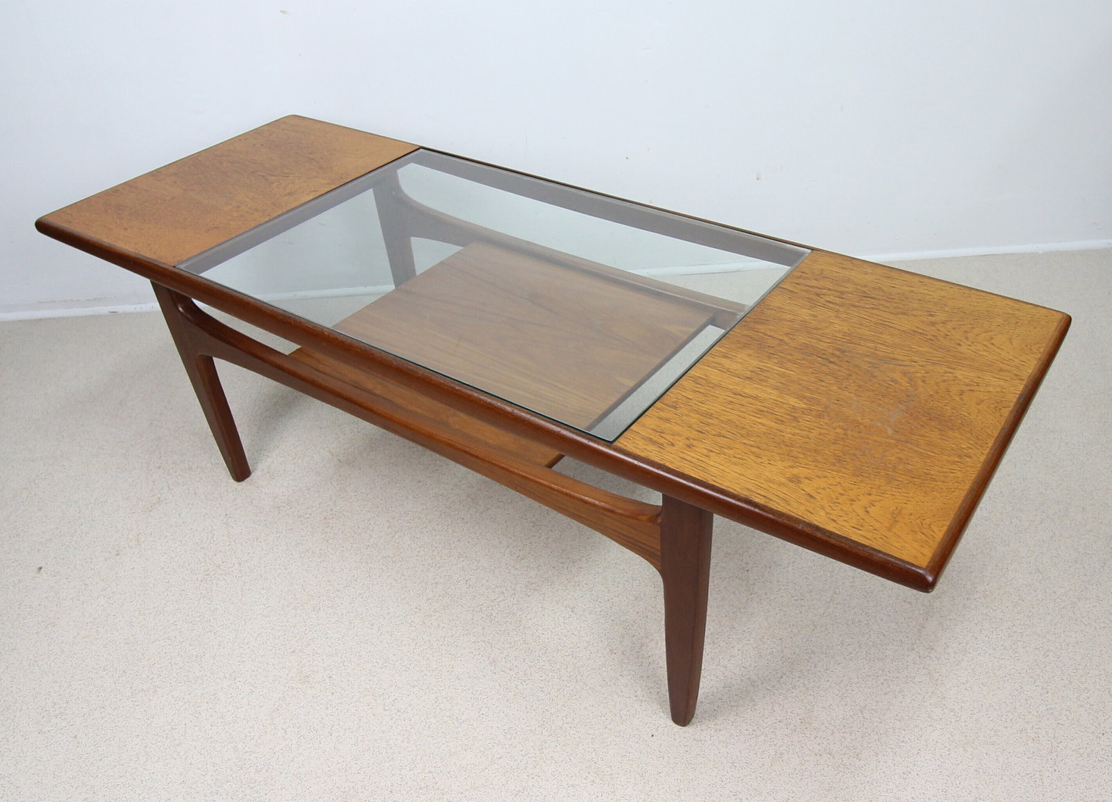 Mid Century G Plan Fresco Teak And Glass Two Tier Coffee Table