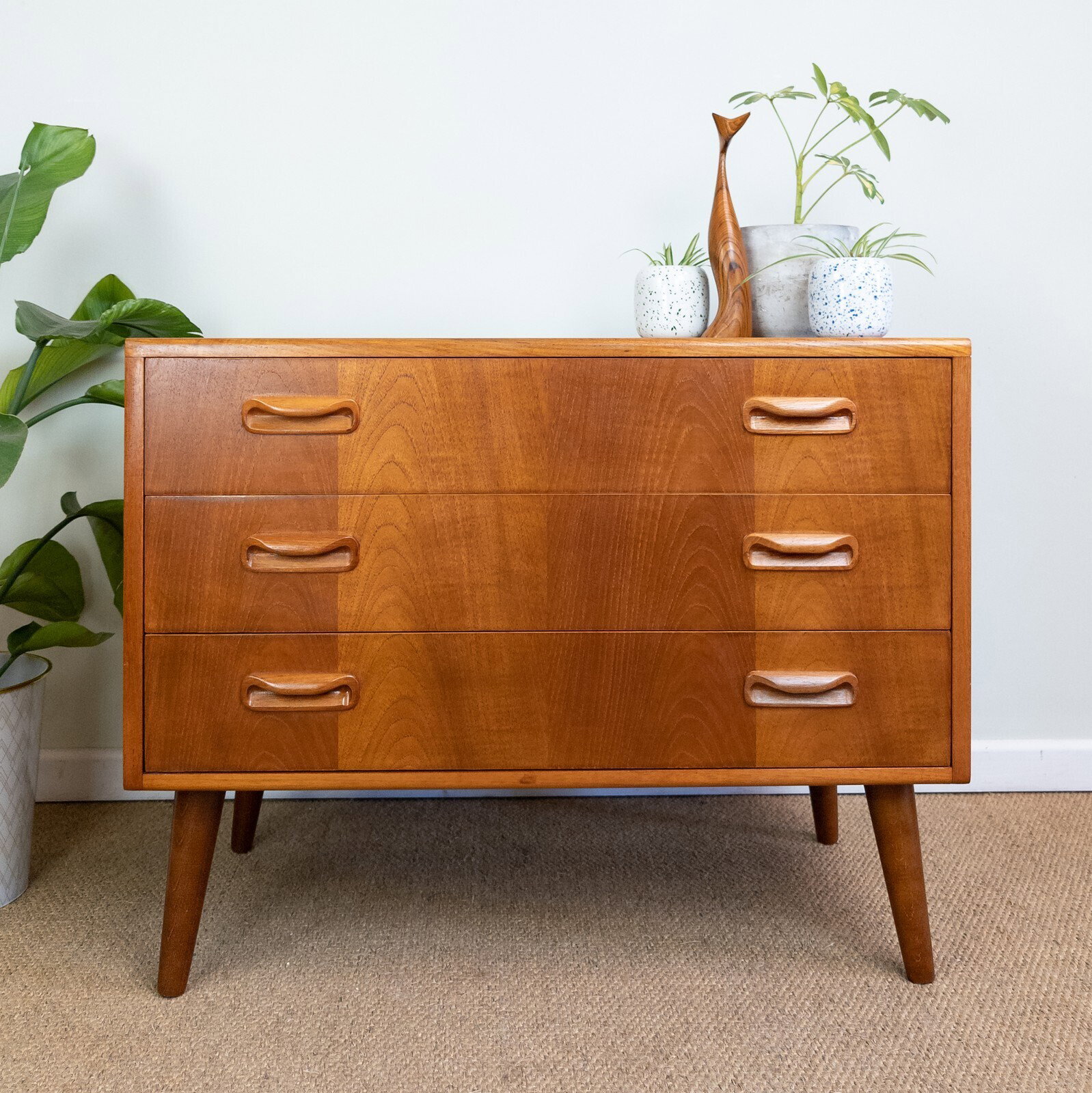Refinished Vintage Mid Century G Plan Teak Bedside Chest Of Drawers Sideboard